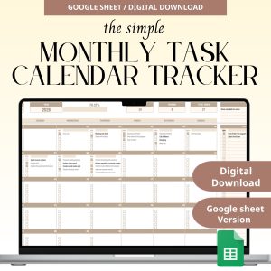 Monthly Task Calendar Google Sheets | Checkbox Planner | Daily Task Tracker | Dynamic Monthly Planner Template